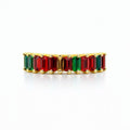 Rainbow Baguette Crystal Adjustable Ring
