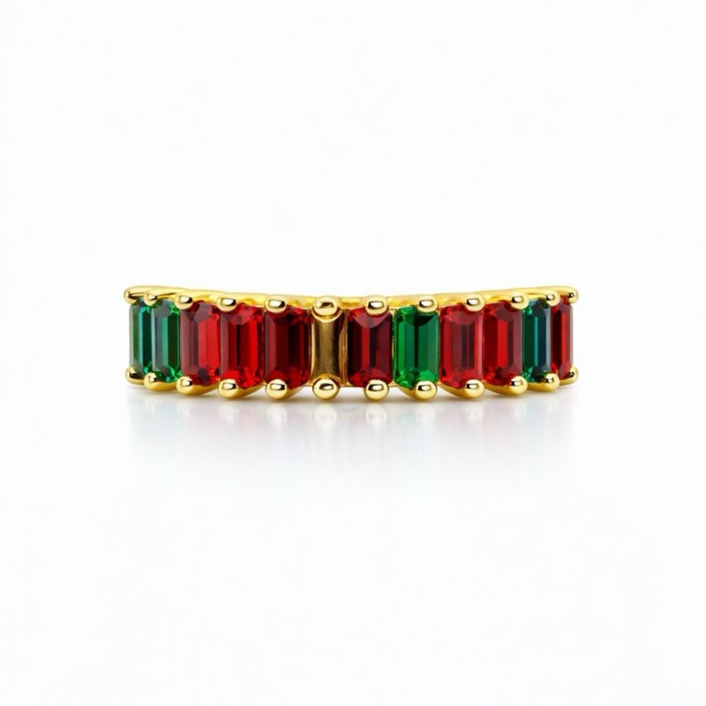 Rainbow Baguette Crystal Adjustable Ring