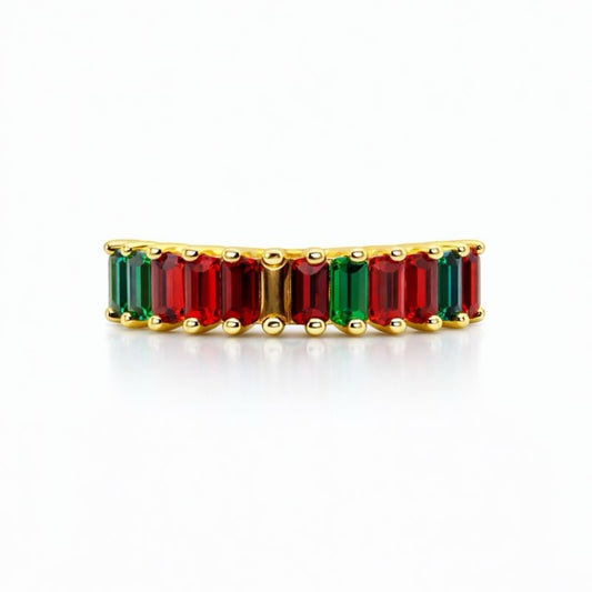 Rainbow Baguette Crystal Adjustable Ring