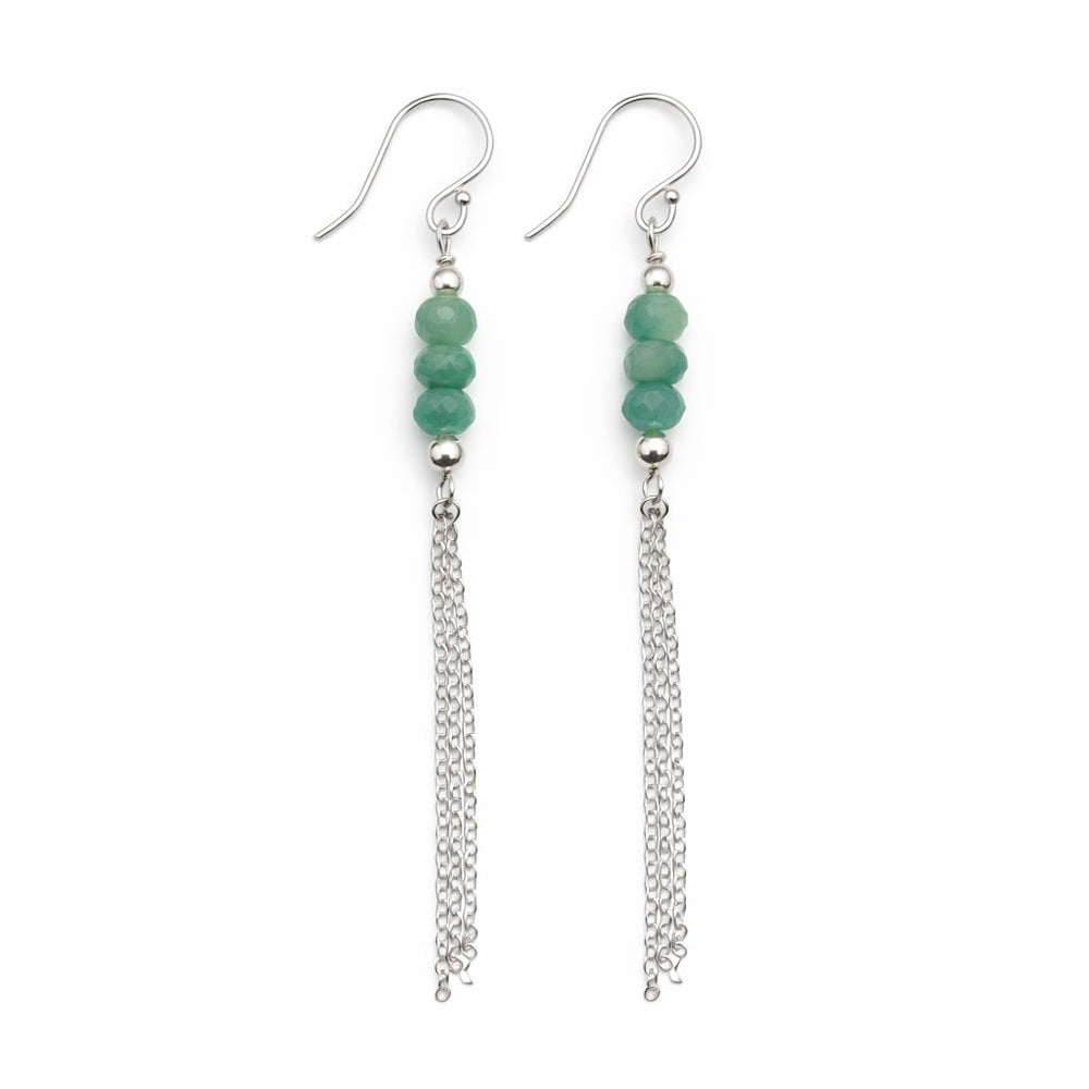 #1057 S925 Amazonite Tassel Dangle Earrings