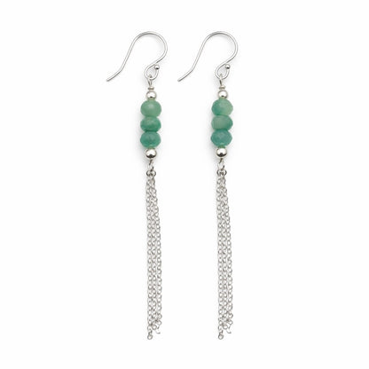 #1057 S925 Amazonite Tassel Dangle Earrings