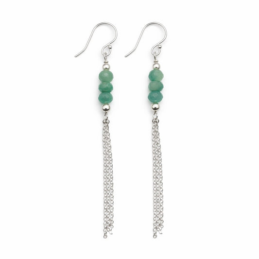 #1057 S925 Amazonite Tassel Dangle Earrings