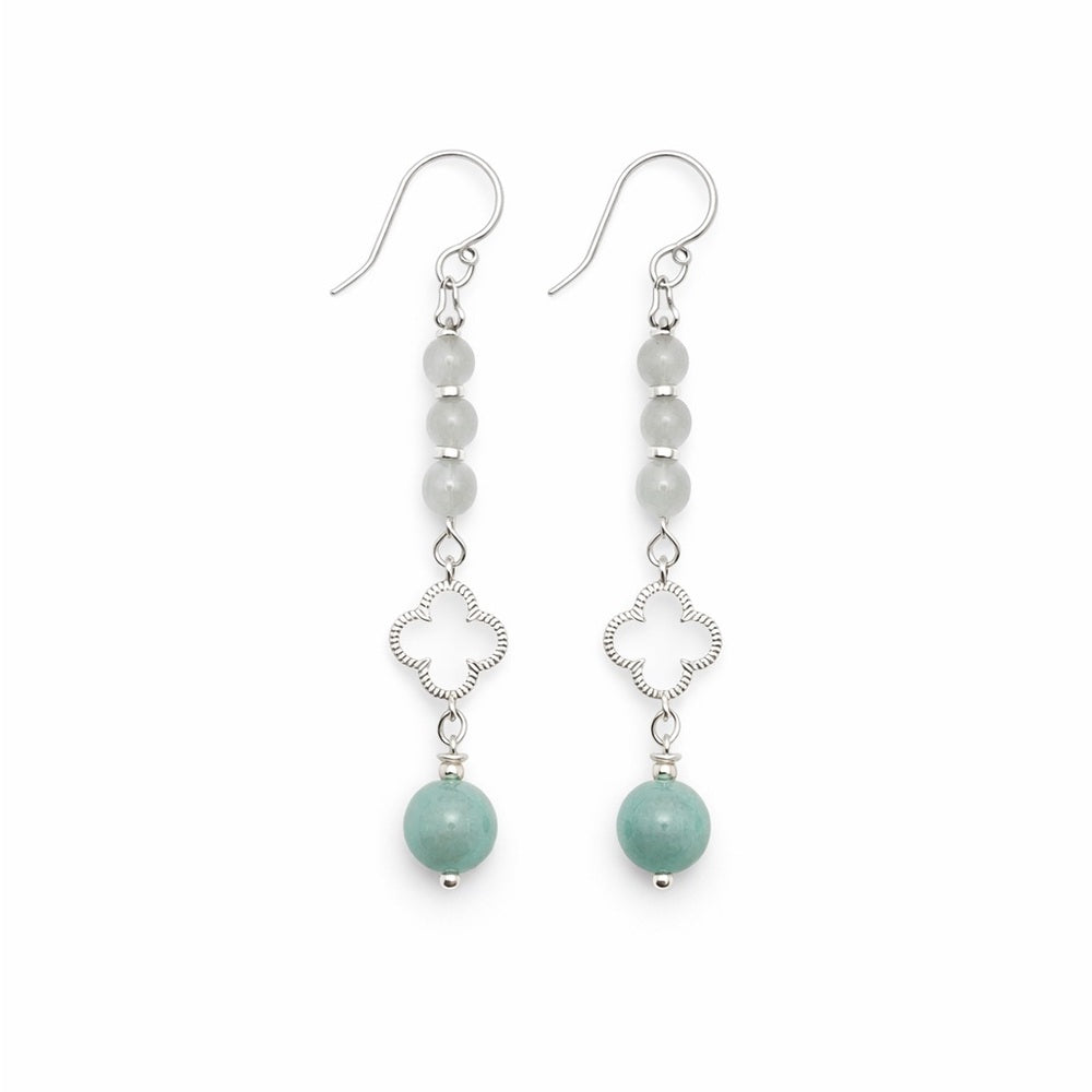 #1002 S925 Moonstone & Larimar Dangle Earrings