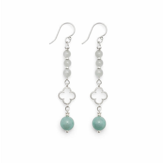 #1002 S925 Moonstone & Larimar Dangle Earrings