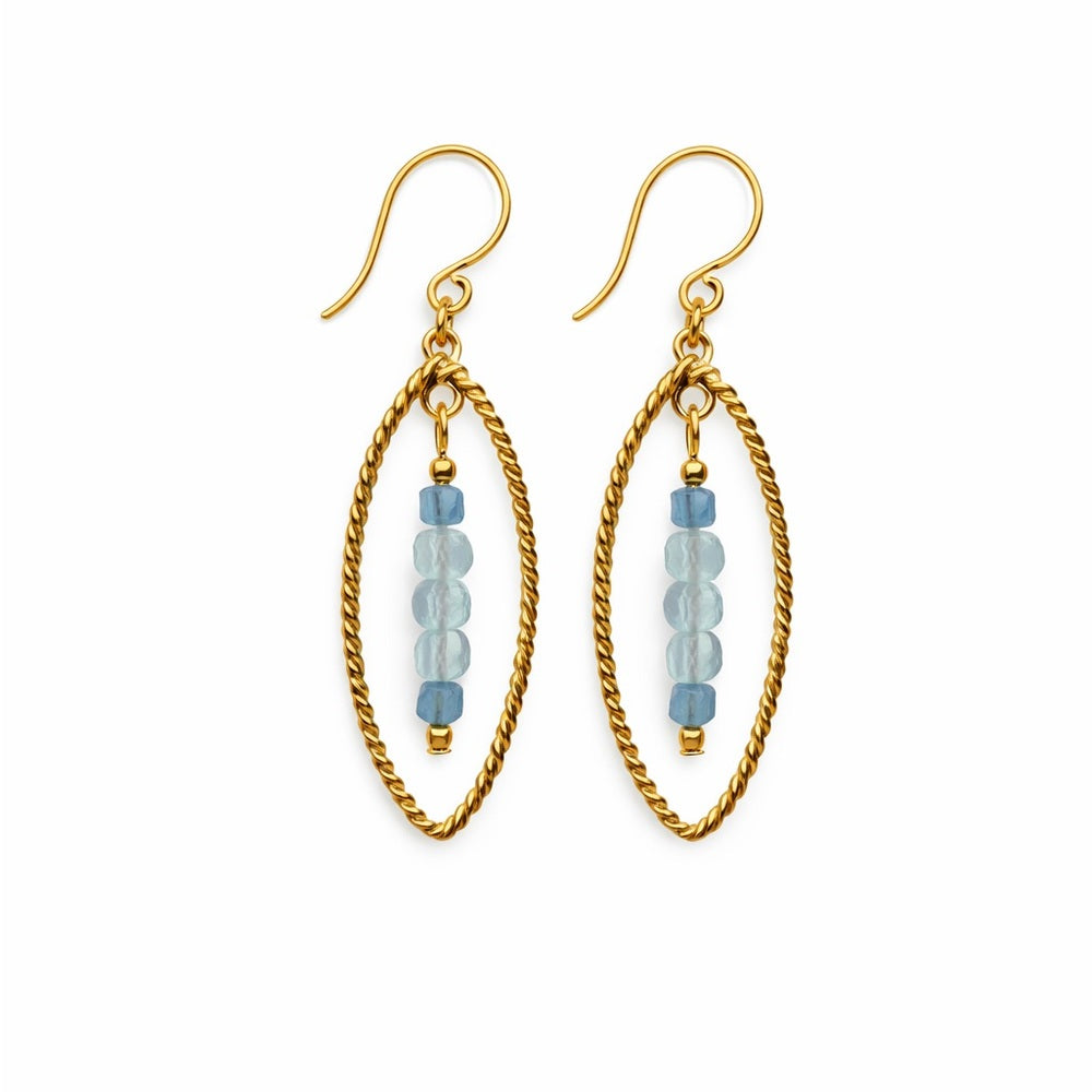 #962 Aquamarine Gold Dangle Earrings