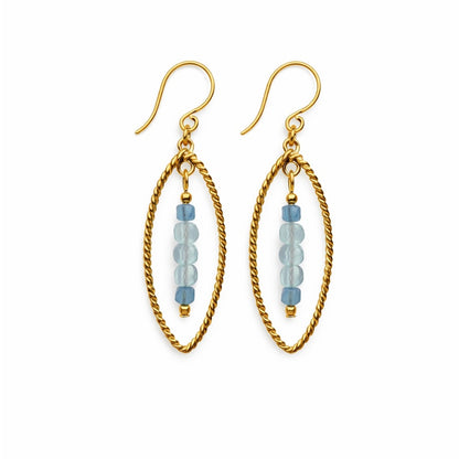 #962 Aquamarine Gold Dangle Earrings