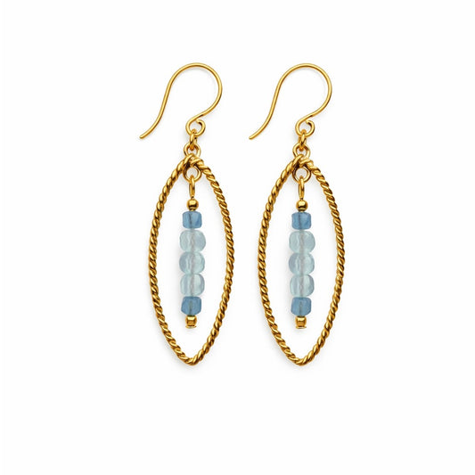 #962 Aquamarine Gold Dangle Earrings