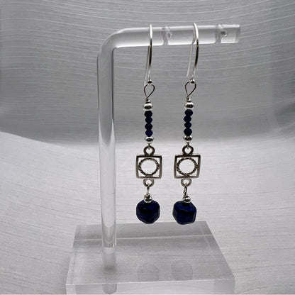 #9204 S925 Lapis Geometric Dangle Earrings