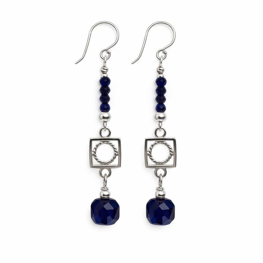#9204 S925 Lapis Geometric Dangle Earrings