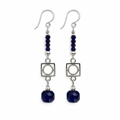 #9204 S925 Lapis Geometric Dangle Earrings