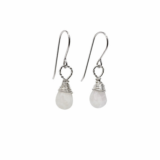 #9471 S925 Moonstone Wrapped Dangle Earrings