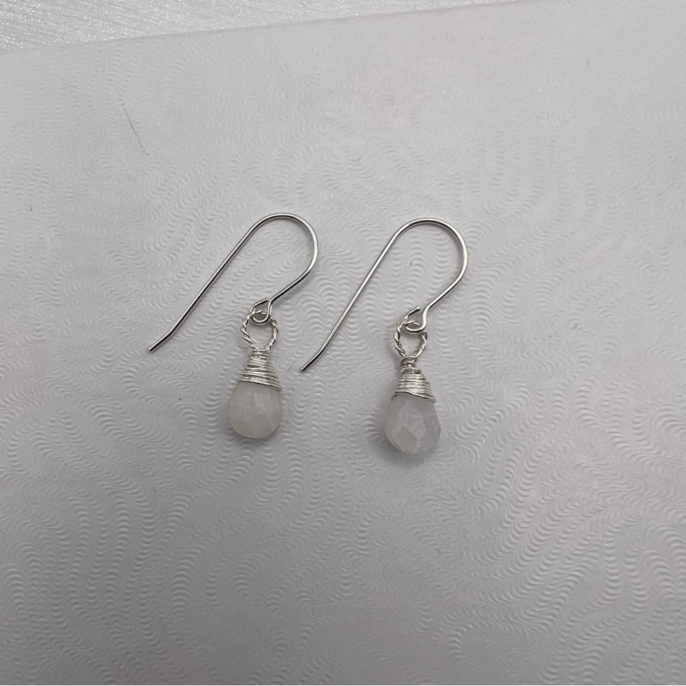 #9471 S925 Moonstone Wrapped Dangle Earrings