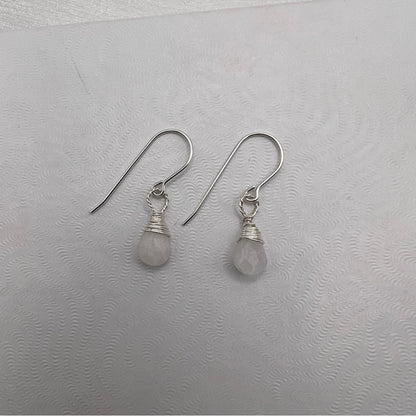 #9471 S925 Moonstone Wrapped Dangle Earrings