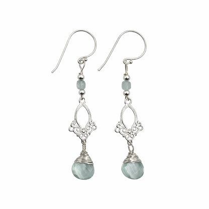 #933 S925 Aquamarine Dangle Earrings