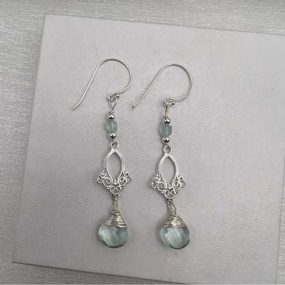 #933 S925 Aquamarine Dangle Earrings