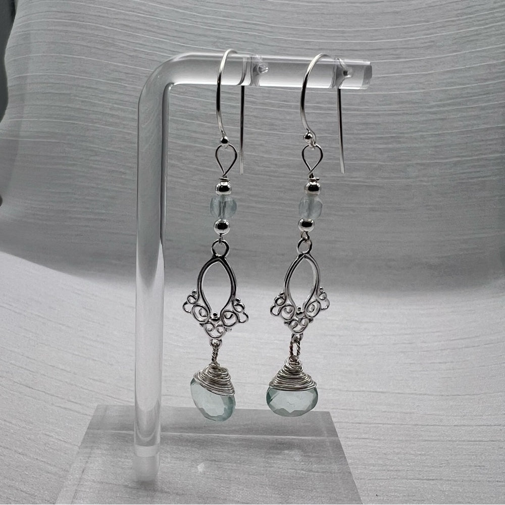 #933 S925 Aquamarine Dangle Earrings