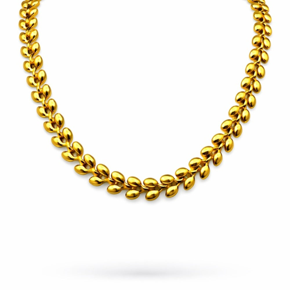 5mm Gold Puffy Leaf Link Chain
