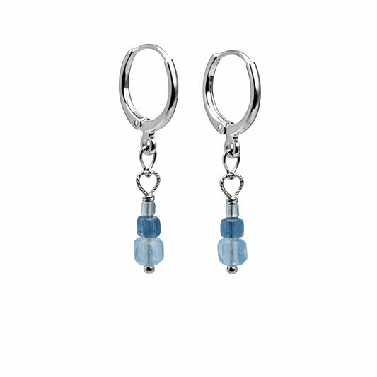 #905 S925 Aquamarine Dangle Huggie Earrings