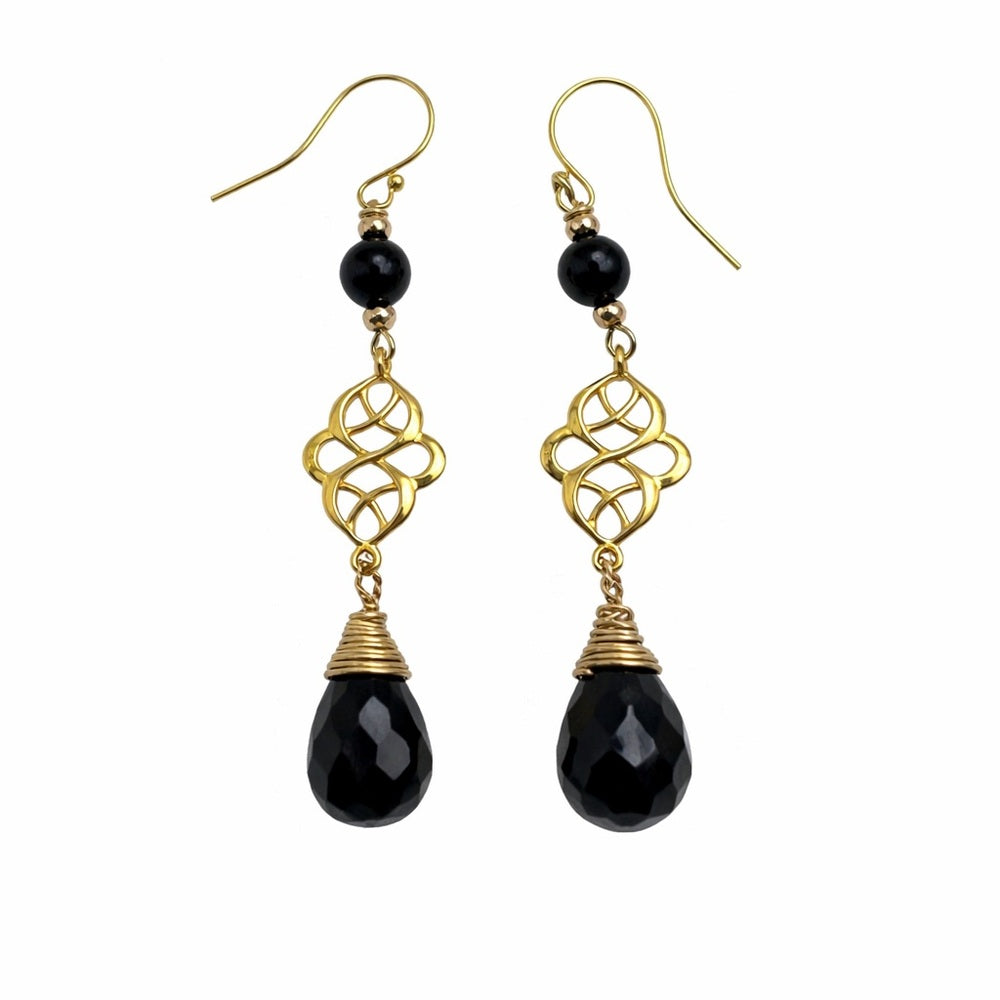 #9019 S925 Black Onyx Dangle Earrings