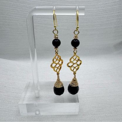 #9019 S925 Black Onyx Dangle Earrings
