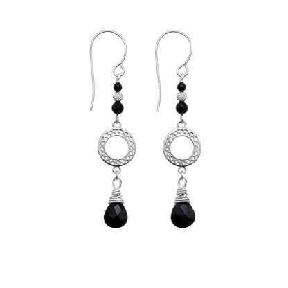 #9216 S925 Black Onyx Dangle Earrings