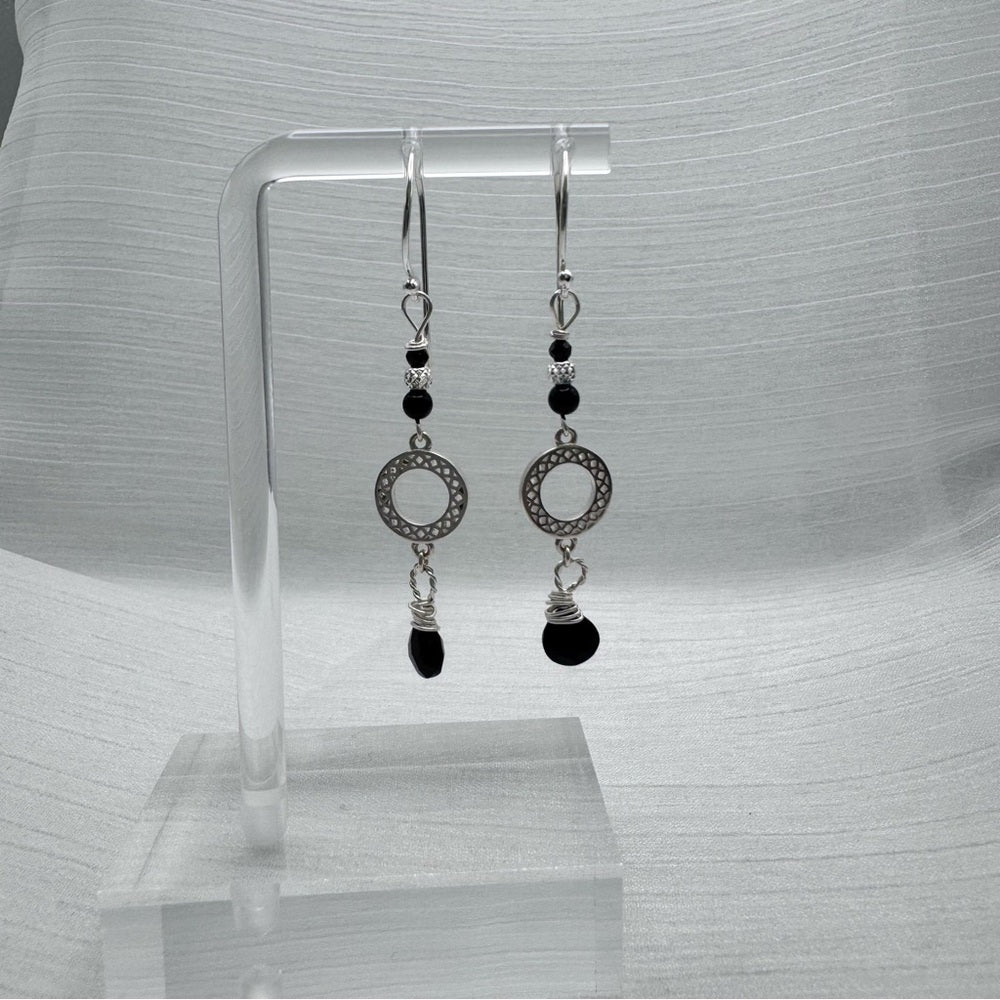 #9216 S925 Black Onyx Dangle Earrings