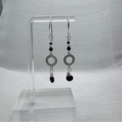#9216 S925 Black Onyx Dangle Earrings