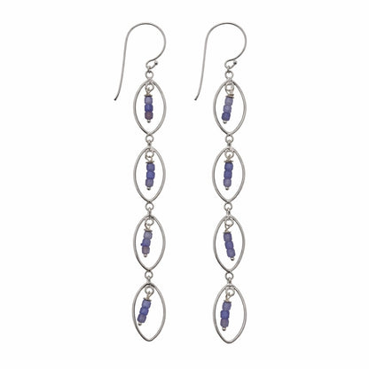 #918 S925 Tanzanite Long Dangle Earrings