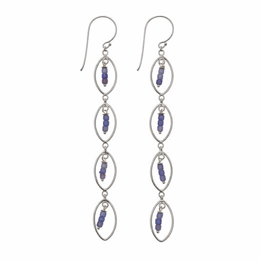 #918 S925 Tanzanite Long Dangle Earrings