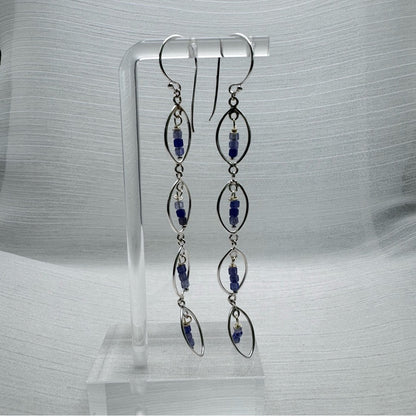 #918 S925 Tanzanite Long Dangle Earrings