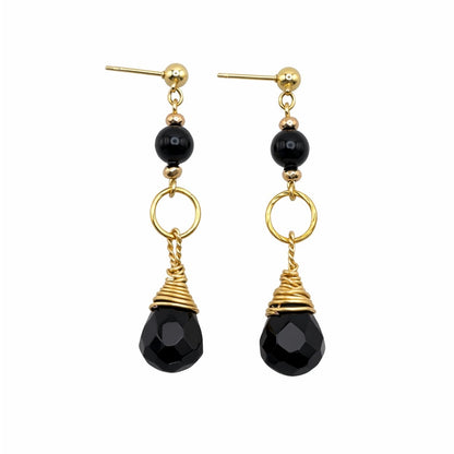 #922 S925 Black Onyx Dangle Earrings
