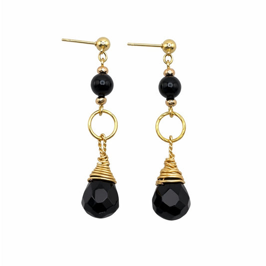 #922 S925 Black Onyx Dangle Earrings