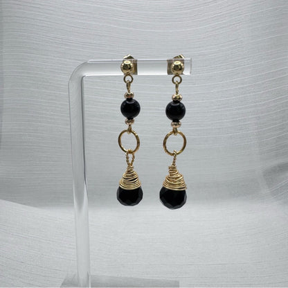 #922 S925 Black Onyx Dangle Earrings