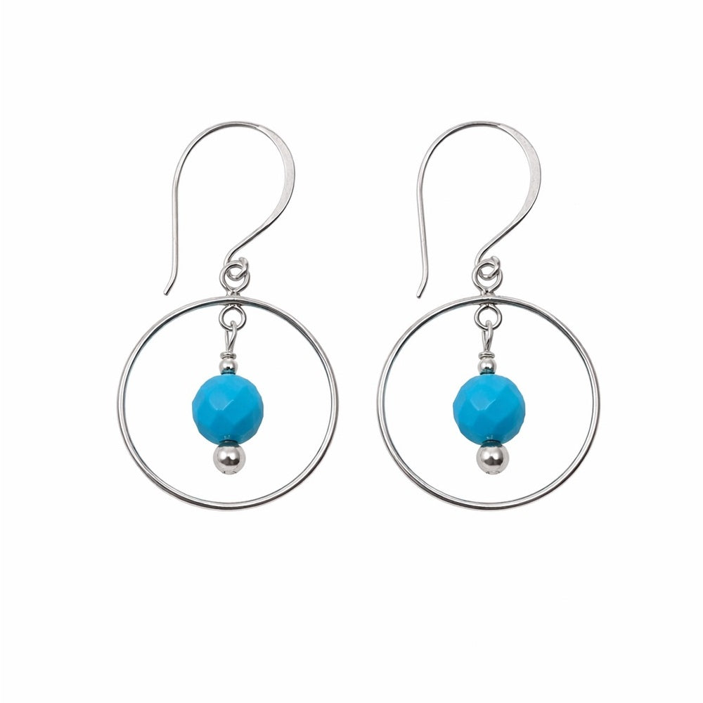 #1020 S925 Turquoise Circle Dangle Earrings
