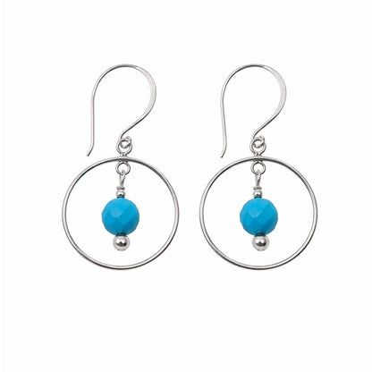 #1020 S925 Turquoise Circle Dangle Earrings