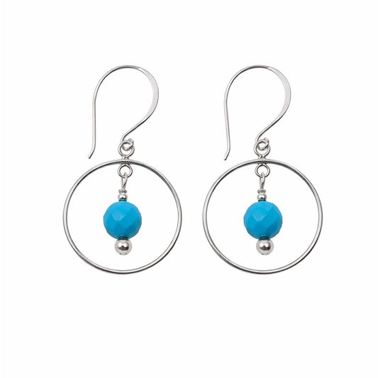 #1020 S925 Turquoise Circle Dangle Earrings
