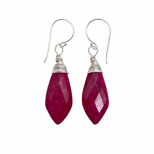#931 S925 Large Ruby Dangle Earrings