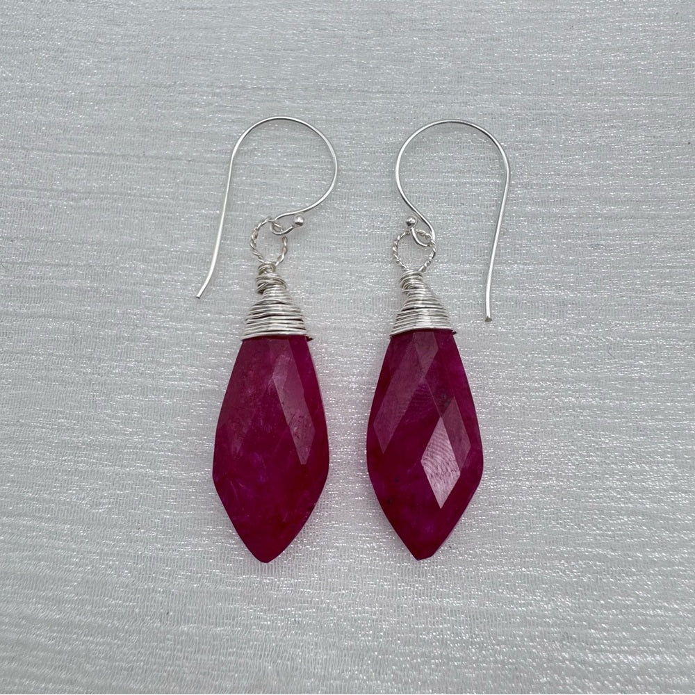#931 S925 Large Ruby Dangle Earrings