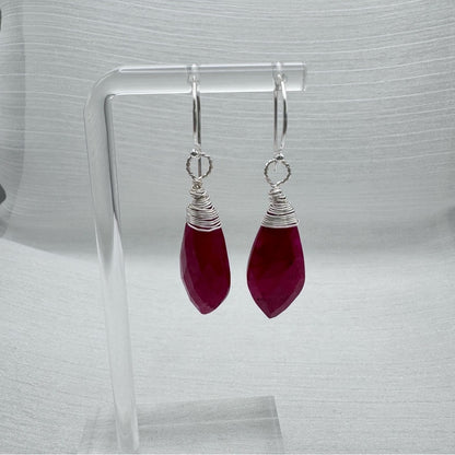 #931 S925 Large Ruby Dangle Earrings