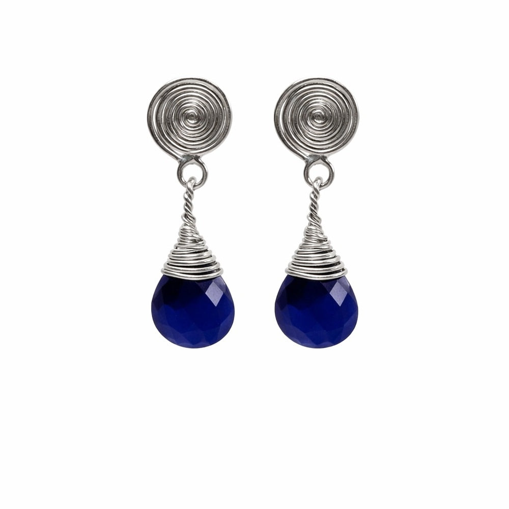 #1120 S925 Sapphire Swirl Drop Earrings