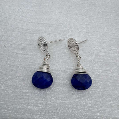 #1120 S925 Sapphire Swirl Drop Earrings