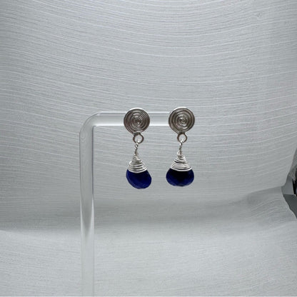#1120 S925 Sapphire Swirl Drop Earrings
