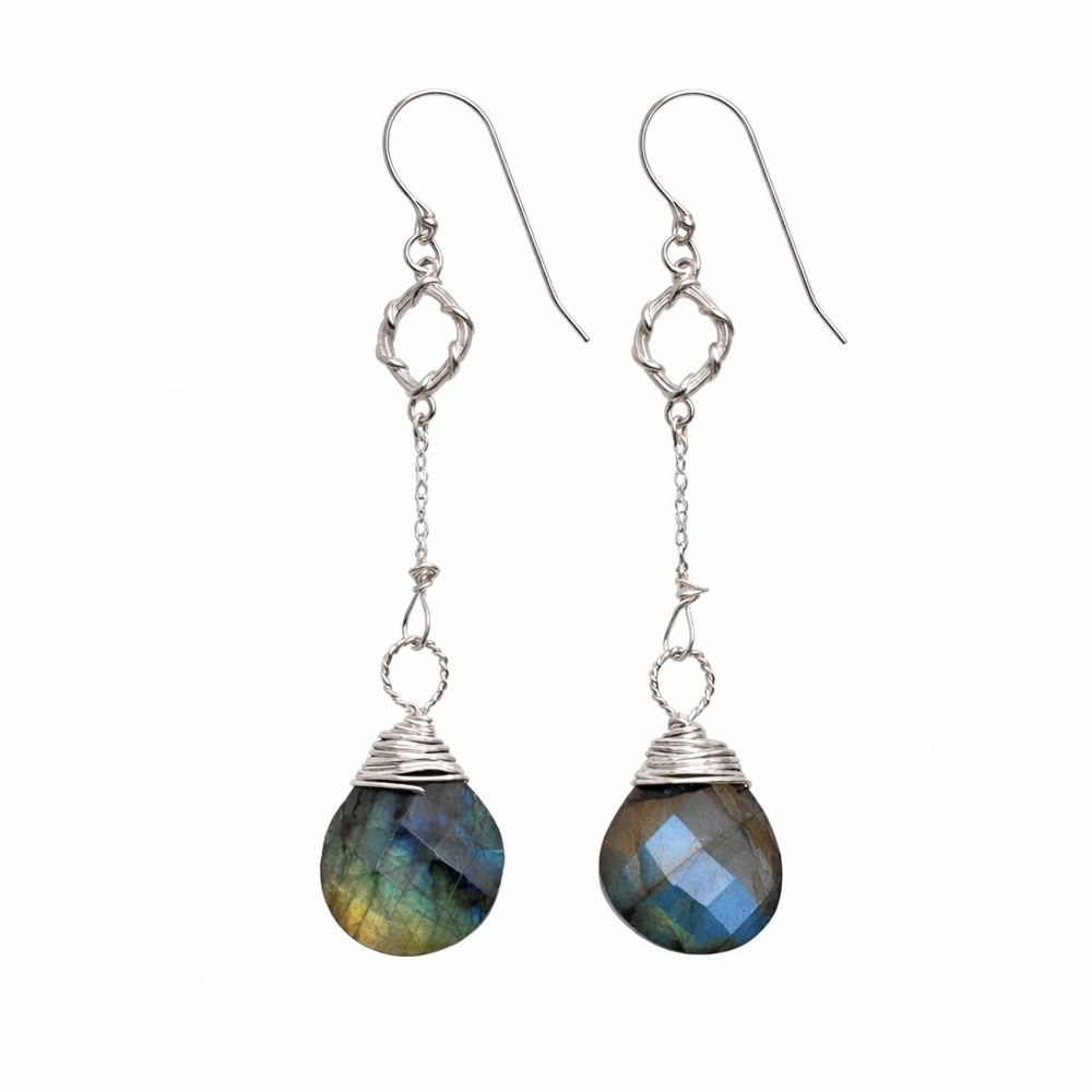 #919 S925 Flashy Labradorite Dangle Earrings