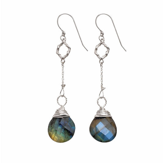 #919 S925 Flashy Labradorite Dangle Earrings