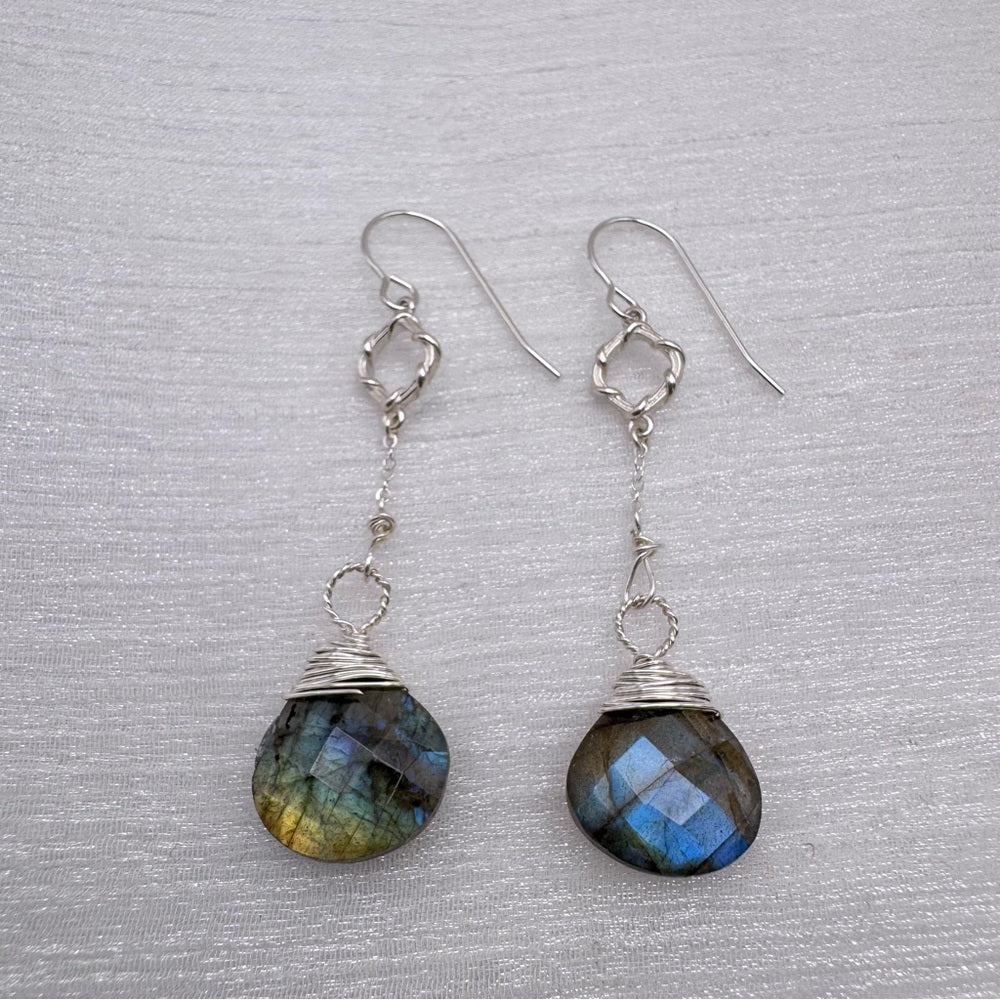 #919 S925 Flashy Labradorite Dangle Earrings