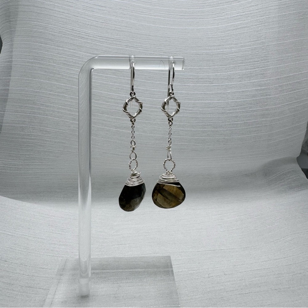 #919 S925 Flashy Labradorite Dangle Earrings