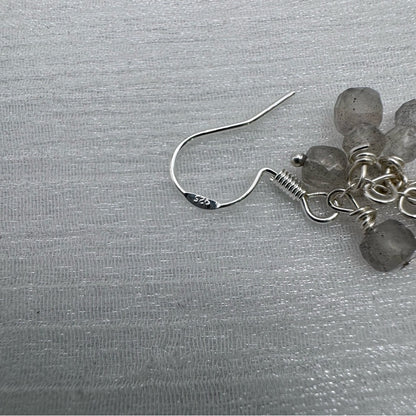 #9211 S925 Blue Topaz & Labradorite Dangle Earrings