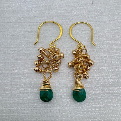 #9150 S925 Emerald & Hematite Dangle Earrings