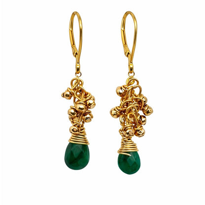 #9150 S925 Emerald & Hematite Dangle Earrings