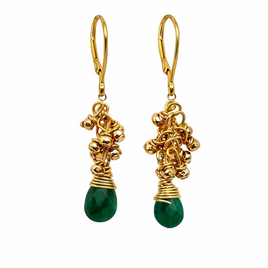 #9150 S925 Emerald & Hematite Dangle Earrings